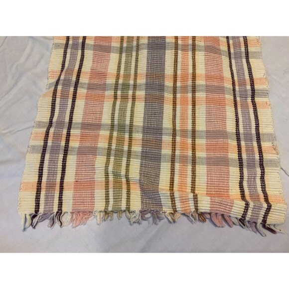 Woven Striped Table Runner 12" X 62" Pastel Orange & Green - Picture 4 of 6